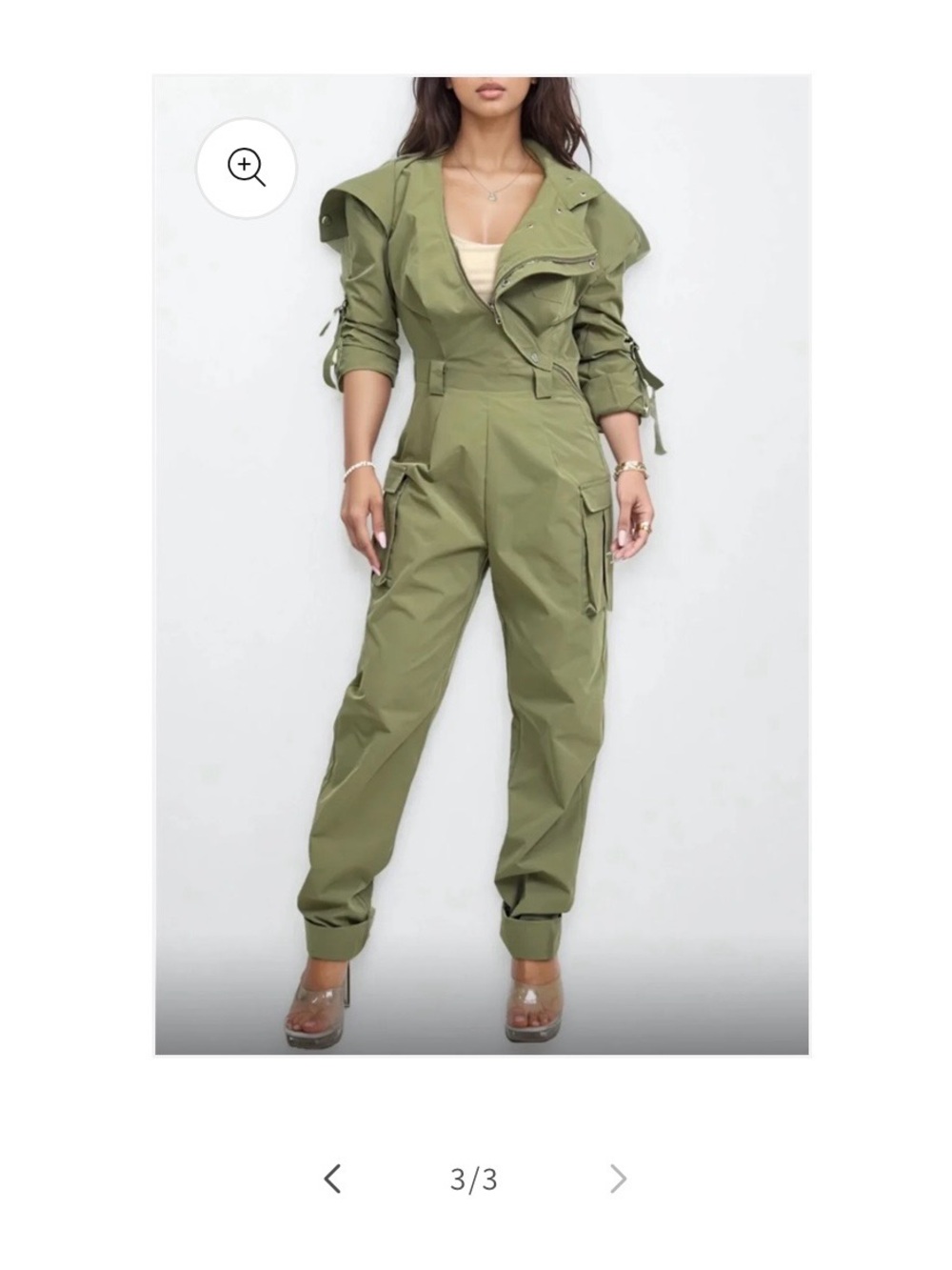 Utility Olive Green Cargo Jumpsuit for Women